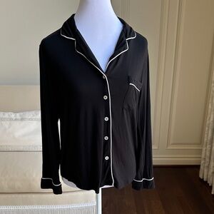 Women's Black Button-Up Sleep Shirt